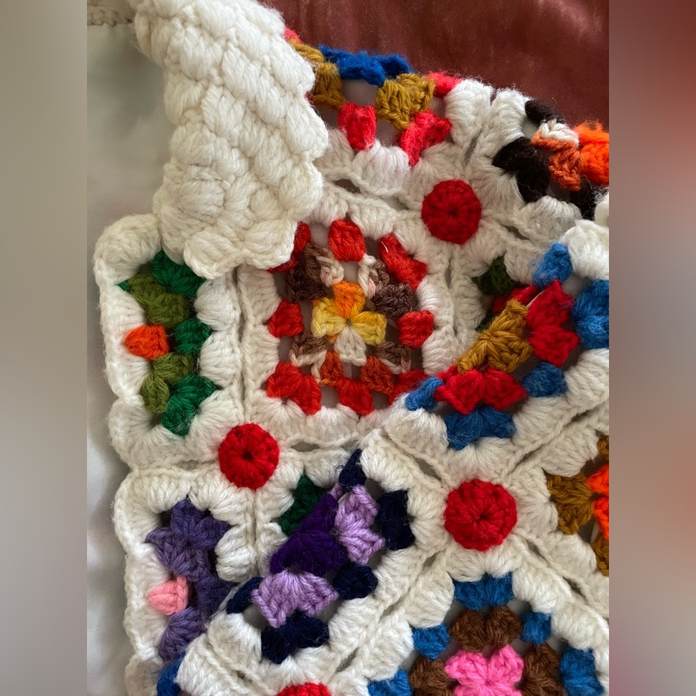 Psychedelic Handmade Crochet Patchwork Sweater, size M/L - Picture 2 of 4